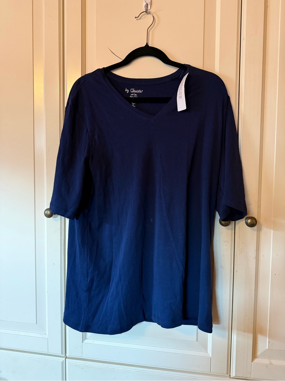 Chico's Short Sleeve V-Neck Tee - Navy